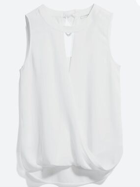 41 Hawthorn White Sleeveless V-Neck Mixed-Material Blouse